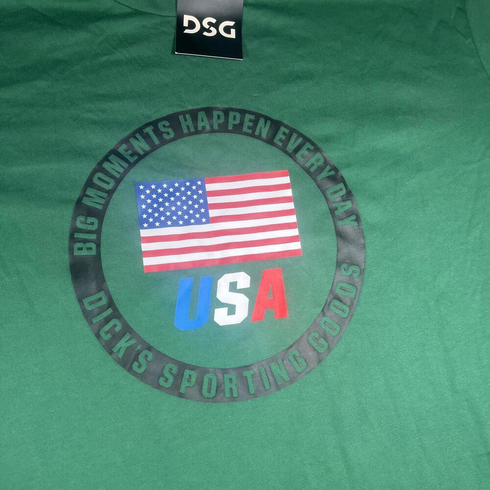 NWT DSG Dicks Sporting Goods USA Men’s XXL Green “big moments happen” T-Shirt - Picture 2 of 5